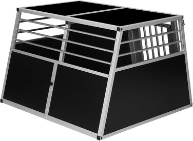 Транспортна переноска для собак та котів EUGAD, алюмінієва, 65x85x71 см, з безпечним замком, чорна