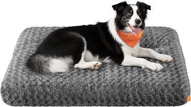 Ліжко для собак Feandrea XL, м'яке, плюшеве, 110 x 73 см, для великих собак, сірий колір, знімний чохол, антиковзаюча поверхня