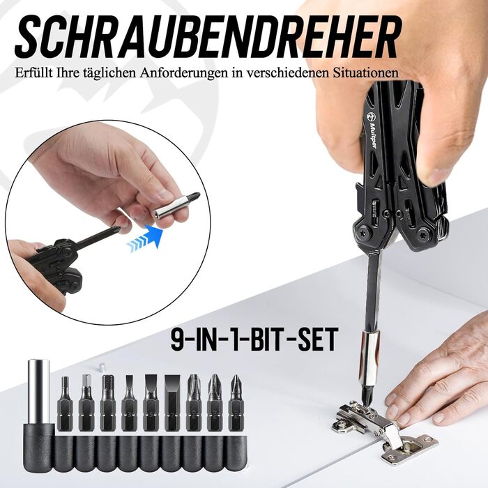 Мультитул 26-в-1 для чоловіків: інструмент EDC з ніжцем, плоскогубцями, кусачками, набором біт для викрутки та іншим. Ідеально для виживання, кемпінгу та повсякденного використання. Виготовлений з нержавіючої сталі, з сумкою для перенесення.