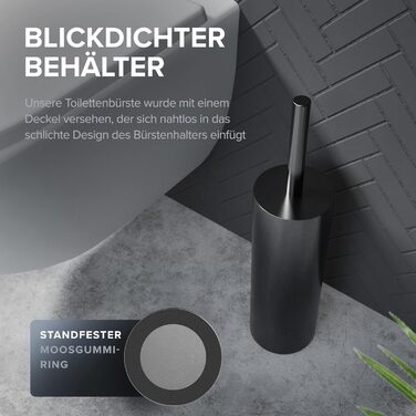 Торгова ручка для унітазу Ingoy | Силіконова щітка для унітазу | Чорна | з нержавіючої сталі з кришкою, для ванної та гостьового WC | Замінний насадок | Стильний дизайн (Бронза À Canon)