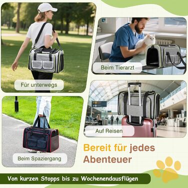 Розширювана переноска для котів та собак ALLSOPETS. Складана переноска для домашніх тварин, сумка-переноска для подорожей, походів, кемпінгу (Сірий, S)