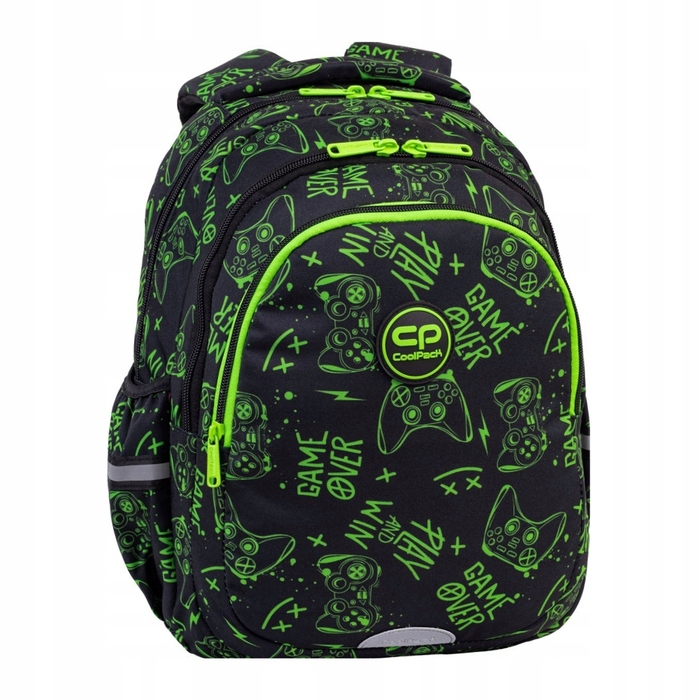 Багатовідсіковий шкільний рюкзак CoolPack, чорний з зеленим, 21 л