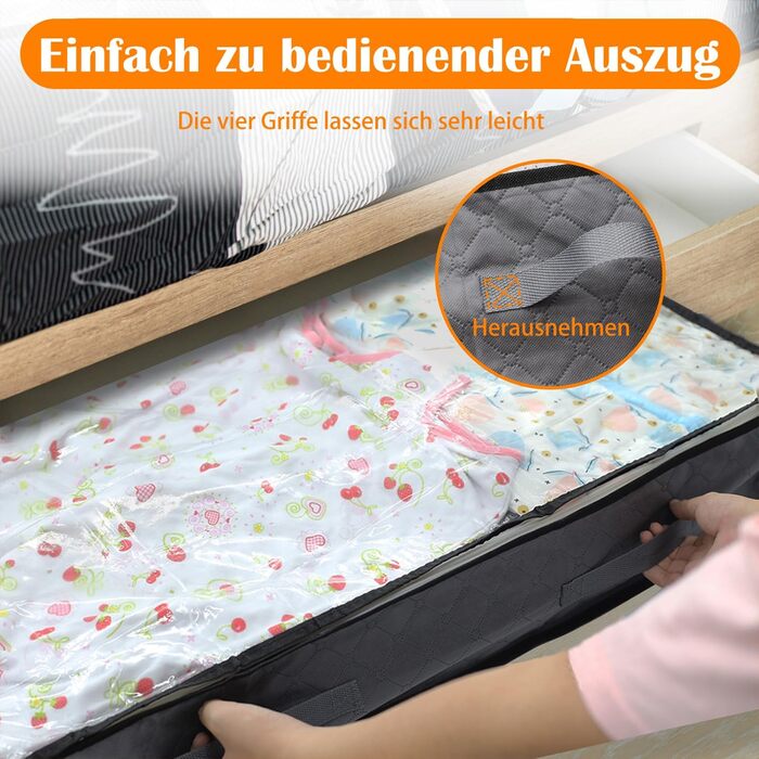 Коробка для зберігання під ліжко Flow Fire, 90L, 4 шт., з кришкою, складна, для постільної білизни та одягу