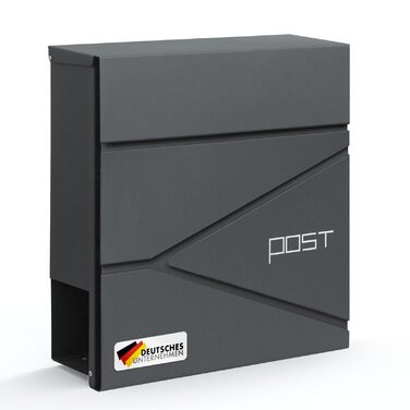 Поштовий ящик Floordirekt Jean Anthrazit з газетницею, замком та великим отвором для кореспонденції, антрацит