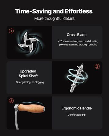 М'ясорубка ручна VEVOR з нержавіючої сталі, з присоскою та насадками для ковбас, для дому, кухні, ресторану, м'ясного магазину #10