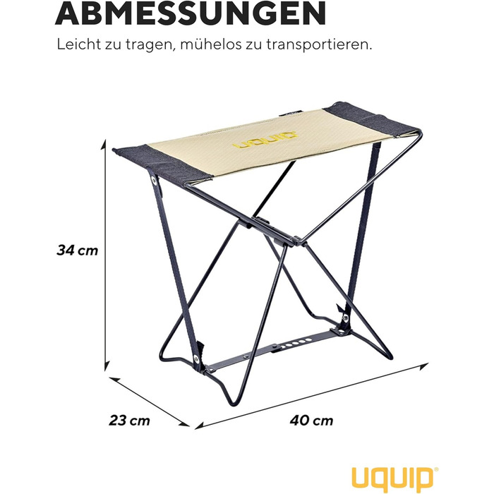 Складний туристичний стільчик Uquip Falthocker Fancy Petrol: міцний, компактний, для кемпінгу, відпочинку та подорожей (пісок)