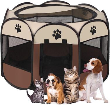 Складана переносна тачка-ліжечко для тварин, для собак, котів та кошенят, дихаючий сітчастий матеріал, легка, для дому та вулиці, темно-коричнева