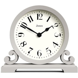 JONES CLOCKS® Saloon Table Clock | Traditional Double Scroll Design | Green | Contemporary Classic Style for Desk, Table, Shelf or Nightstand (Gray)