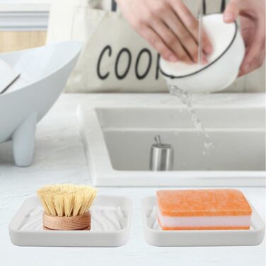 Силіконові мильниці з дренажем (2 шт.) для ванної, душу, кухні та тумбочки - білий колір