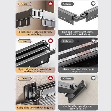 Настінна сушилка для білизни Hggzeg, розсувна, поворотна на 360°, з гачками, для балкона, ванної кімнати, пральні (свинцево-сірий)