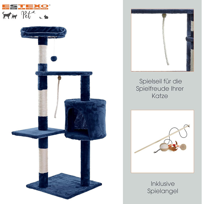 Кігтеточка для котів ESTEXO 112 см XL – ігровий комплекс, кріплення для лазіння, меблі для котів (темно-сірий)
