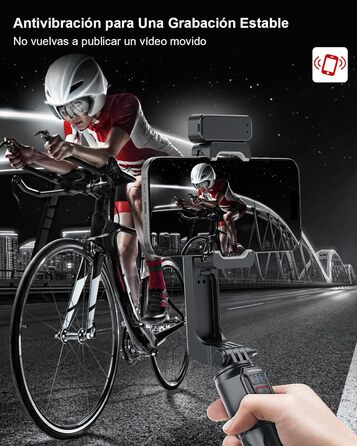 Штатив-стабілізатор KOSCHEAL A10 для смартфонів з підсвічуванням та пультом ДУ, 360° оберт, для iPhone та Android, для зйомки Vlogs та TikTok - Чорний