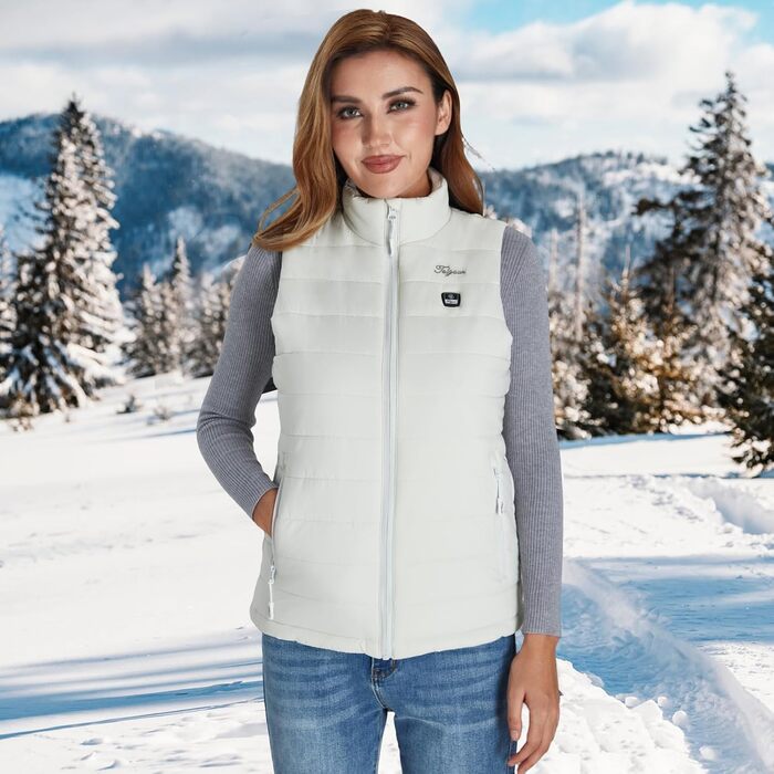 Грілка-жилет для жінок Telguua з акумулятором 5V 12000mAh, USB-C, 4 зони обігріву, 3 режими температури, білий, XL