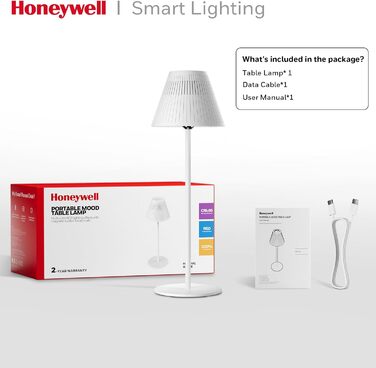 Honeywell LED настільна лампа з регулюванням яскравості, RGB, акумуляторна, Sunturalux HWT-M1, 5200mAh, бездротова, 5200K, 1 шт.