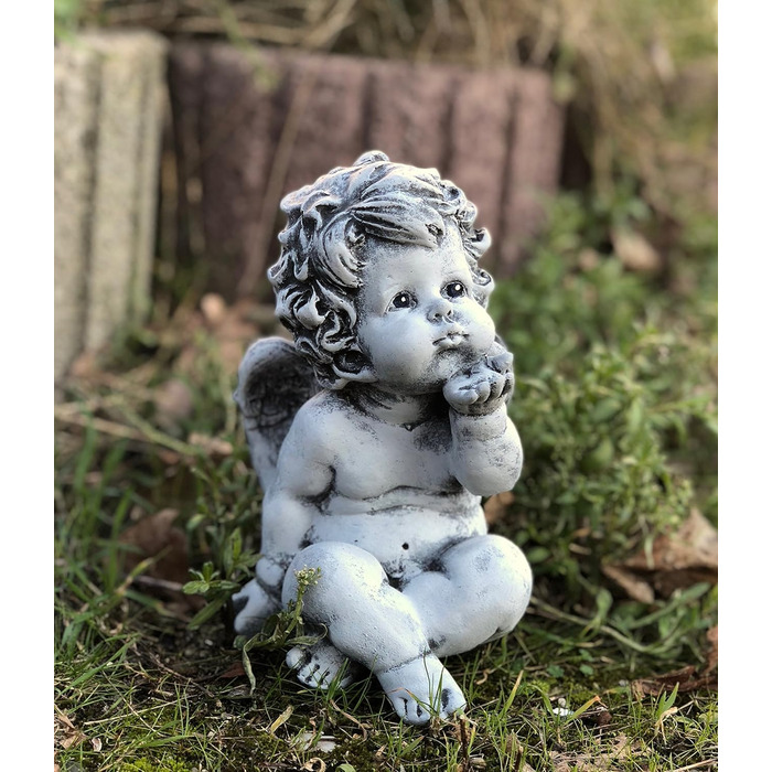 stoneandstyle Steinfigur Angel, little angel figurine, solid stone casting, frost and weather resistant up to -30°C