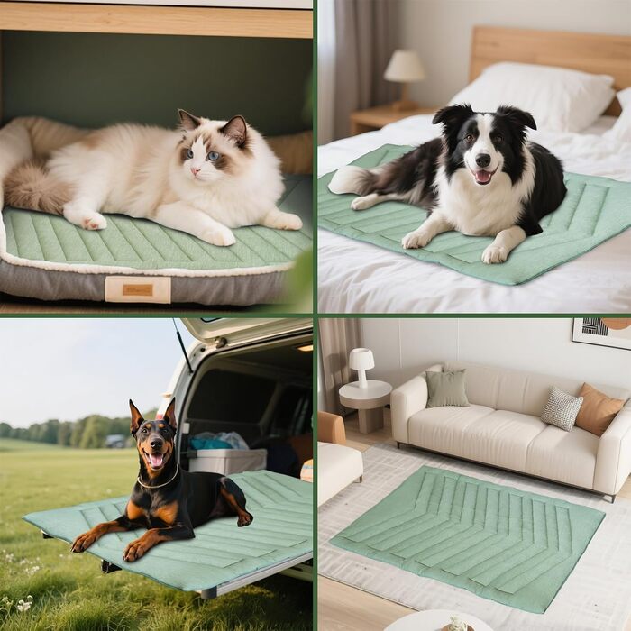 Кілим-охолодження для собак UIQELYS, зелений, без гелю, з тканини та велюру, миється, 45x75 см
