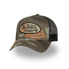 Кепка Von Dutch унісекс, бейсболка тракер з регульованим розміром, хакі/помаранчевий/чорний
