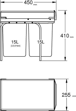 Система сортування сміття GROHE Blue Accessoires 30 см, 2 відсіки по 15 л, сірий (40855000)