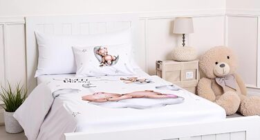 Комплект постільної білизни для дитячого ліжечка: комплект постільної білизни для малюків, постільна білизна для дитячого ліжечка 100x135 см + наволочка 40x60 см з бавовни, сертифікат Öko-Tex Standard, для хлопчиків та дівчаток (ведмедик Тіша)