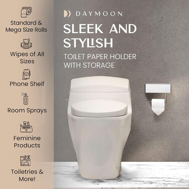 Day Moon™ Toilet Paper Holder Wood, Wet Tissue Box - Toilet Paper Holder with Wet Tissue Box, Toilet Paper Holder with Shelf Dark Wood With Storage