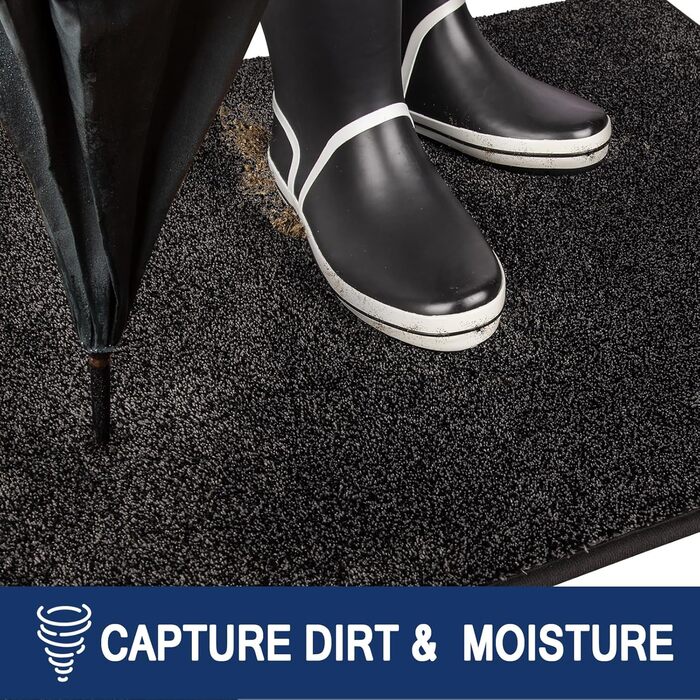 Килимок для дому 50 x 80 см, антиковзаючий, для собак, вхідні двері, коридор, поглинає воду, Holzkohle