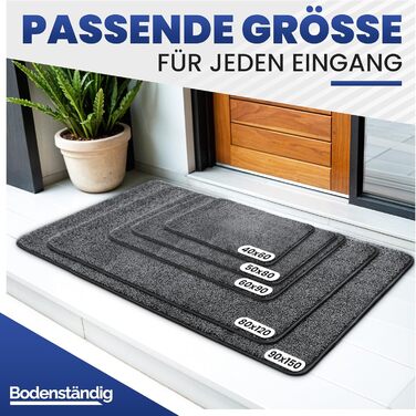 Килимок для входу Mibao SoftStep Luxus 60x90 см сірий - антиковзкий, вологопоглинаючий килимок для дому та коридору, машинне прання