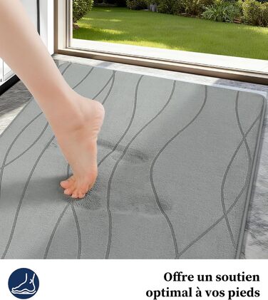 Килимок для ванної кімнати chakme з ефектом пам'яті, антиковзаючий та вбираючий м'який килим у ванну, що переється (60x150 см, сірий)