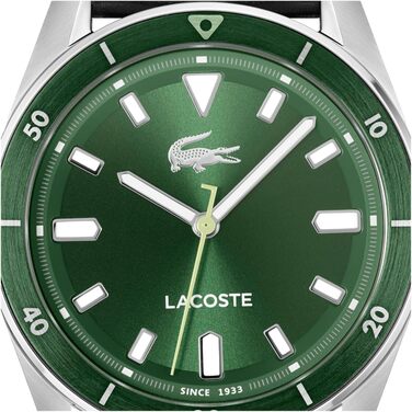 Годинник чоловічий Lacoste Boston з кварцовим механізмом, сталевий/шкіряний браслет (Зелений)