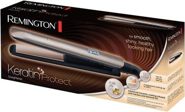 Випрямляч для волосся Remington S8540 Keratin з керамічним покриттям, LCD-дисплей, 10 температурних режимів, чорний, 110 мм