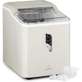 Klarstein Ice Cube Machine Small, Fast Ice Cube Maker, Self-Cleaning Ice Cube Maker, Ice Cube Device for Large and Small Ice Cubes, with Ice Cube Container, 12kg/24h, Capacity 1.5 L (Creme)