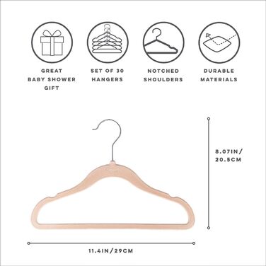 3 Sprouts - 30 шт. плюшеві вішалки для дитячого одягу, бежеві