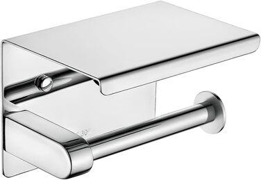 Тримач туалетного паперу Ibergrif з 2 способами монтажу, без свердління, з полицею, нержавіюча сталь (полірована)