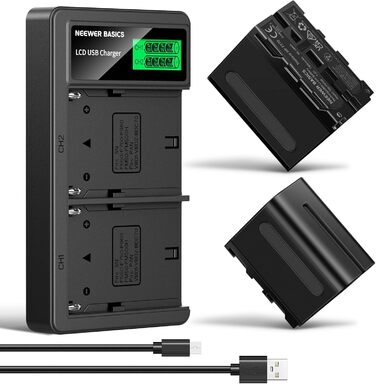 Зарядний пристрій NEEWER Dual USB для акумуляторів Sony NP-F серії (NP-F970, NP-F960, NP-F950, NP-F930, NP-F770, NP-F750, NP-F570, NP-F550) з LCD-дисплеєм, 2-канальний, NW-F970B