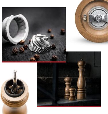 Механічний млинок для перцю PEUGEOT Paris Antique 22 см, класичне регулювання помолу, дерево, коричневий