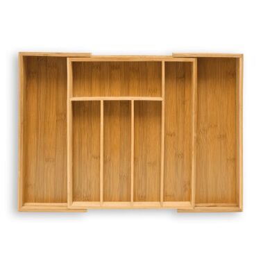 Relaxdays Cutlery Box Bamboo 48cm Extendable