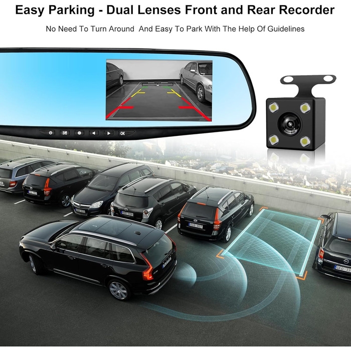 Відеореєстратор Podazz Dashcam Auto - камера для автомобіля з 3-дюймовим IPS екраном FHD 1080P, 170° кутом огляду, нічним баченням, G-сенсором, циклічною записом та детекцією руху, паркувальний режим (блакитний)