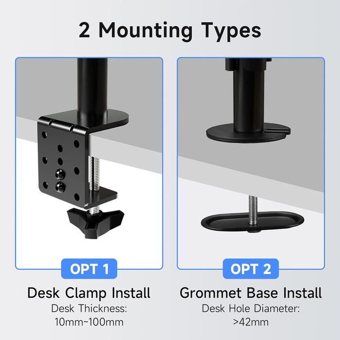 Suptek Adjustable Monitor Arm with Laptop Holder - Full Range Motion for 13-27 inch Screens (40cm Pole)