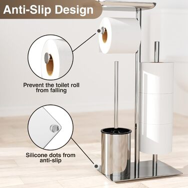Тримач туалетного паперу настільний срібного кольору з щіткою - комплектуючий аксесуар для ванної кімнати
