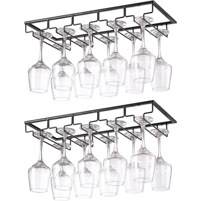 Тримач для келихів YunNasi (2 шт.) - 5 рядів, металевий, для кухні, бару, ресторану, чорний