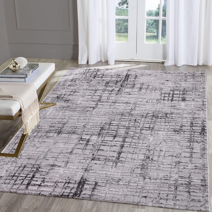 Килим SANAT Evra для вітальні - коротковорсовий килим з сучасним дизайном, підходить для вітальні, коридору, їдальні, спальні, кухні та дитячої кімнати (багатобарвний світло-сірий, 80x150 см), 80 x 150 см (прямокутний), багатобарвний світло-сірий