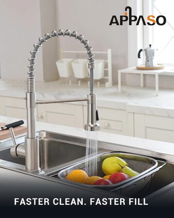 Змішувач для кухні APPASO 3-Wege, чорний, з нержавіючої сталі, 360° обертання, для фільтрації води