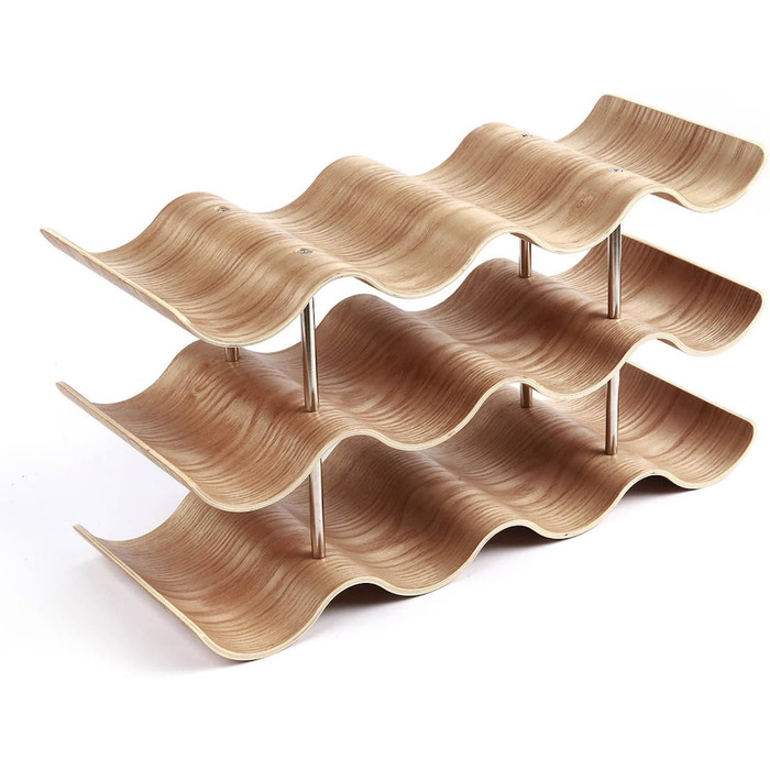 Dreiklang – be smart Wine Rack Bottle Rack made of Wood for 12 Bottles, Stable, Freestanding, Modern, Decorative, Space-Saving Small & Narrow, 3 Tiers (41.5 x 22.5 x 15.5 cm)