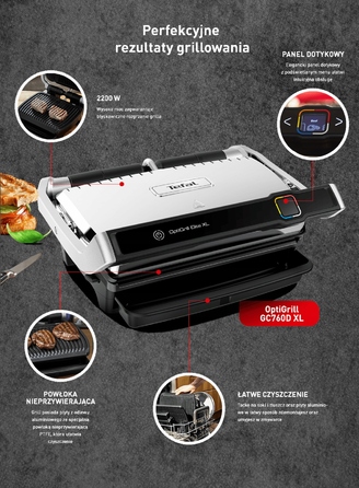Складаний електричний гриль Tefal Optigrill Elite XL GC760D30, 2200 Вт