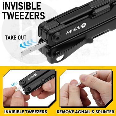 Мультитул BIBURY 10-в-1 з прихованими пінцетом, розбивачем скла, гурткорізом - для кемпінгу, риболовлі, туризму. Ідеальний подарунок для жінок та чоловіків.