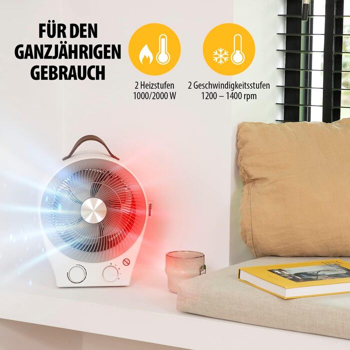 Tristar KA-5140 2-в-1: Електричний обігрівач та вентилятор - 4 режими, 2000 Вт, білий