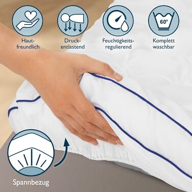 Beautissu Mattress Topper 100x200 cm with Integrated Fitted Sheet - Topper 100x200 cm for Box Springs & Mattresses up to 40 cm Height - 3 cm Mattress Pad, Non-Slip Mattress Protector - BeauNuit MT Base