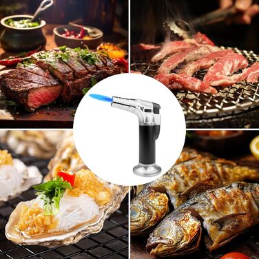 Газовий пальник для кухні, десертів та грилю, з можливістю заправки, з блокуванням, для приготування Crème Brulée