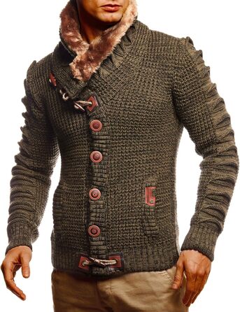 Чоловіча вітрозахисна куртка Leif Nelon з ґудзиками, Regular Fit, чоловічий кардиган з довгим рукавом, ідеальний для повсякденного та ділового стилю, сірий, чорний (S, Хакі-чорний)