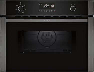 Вбудована мікрохвильова піч NEFF HLAWG25S3, 50x38 см, з конвекцією, LED-дисплей, автоматичні програми, Easy Clean, чорний колір