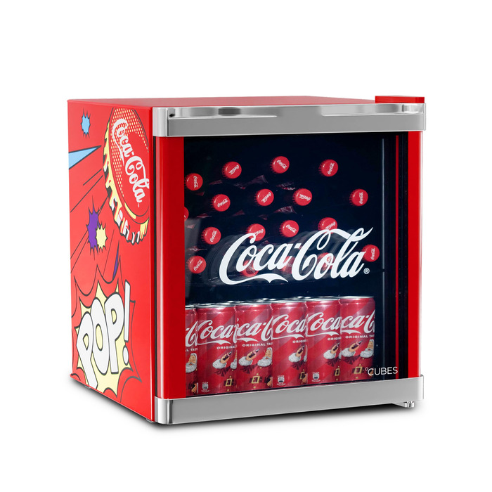 Холодильник Coca-Cola PopArt Mini (48L) - Кольоровий міні-холодильник з дверцятами зі скла, тихий та енергоефективний. Ідеально для офісу, вечірок та геймінгу. Для напоїв.